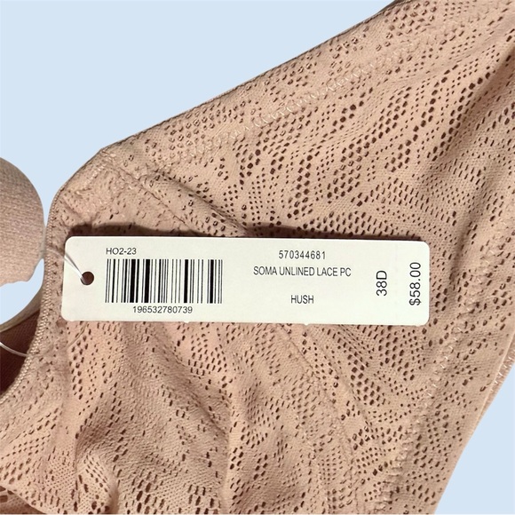Soma Stretch Lace Unlined Perfect Coverage Non-Padded Underwire Bra, Hush ~ 38D - Picture 4 of 5